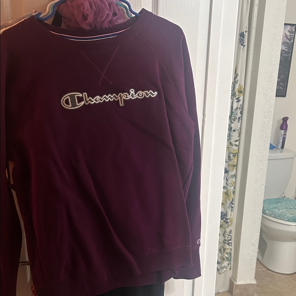 Champion Burgundy Logo Crewneck Sweatshirt